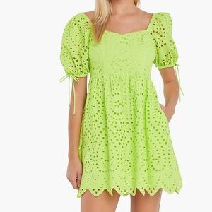 **NWT** English Factory Scallop Hem Eyelet Mini Dress